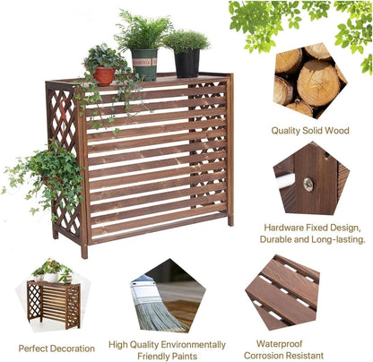  Couvercle De Protection En Bois Pour Climatiseur Extérieur, Cadre étanche Pour Climatiseur Extérieur à Persiennes, Coque De Poubelle Dissimulée, Facile à Installer