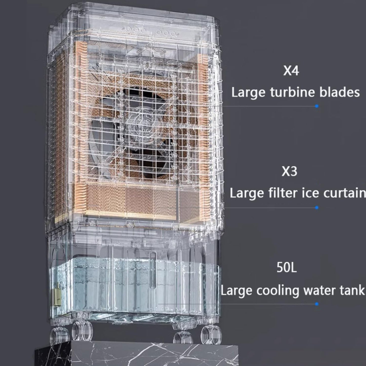 GENERIC Climatiseur Portable économe En énergie Avec Télécommande, Oscillation à 120°, Réservoir D'eau De 50 L, Minuterie De 12 Heures, Idéal Pour Les Chambres Et Les Camping-cars