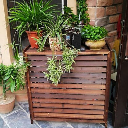 GENERIC Housse De Protection En Bois Pour Climatiseur D'extérieur – Support Robuste En Bois Massif Pour Unités De Climatisation Et Pompes à Chaleur, Grilles De Protection, Clôture Imperméable Et Support De