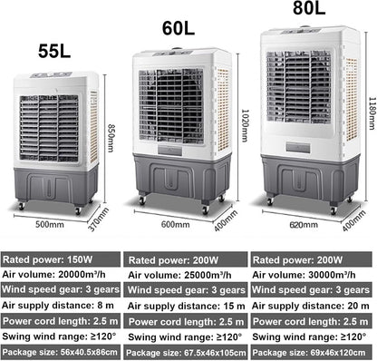 GENERIC Refroidisseur D'air Portable, Climatiseur Par évaporation 3 En 1, Léger, Faible Bruit, Persiennes Oscillantes, 3 Vitesses Du Vent, Grande Capacité Pour L'intérieur Et L'extérieur