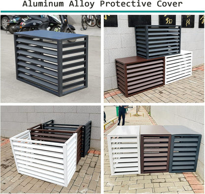 GENERIC Housse De Protection Pour Climatiseur Extérieur En Aluminium - Protection Contre Les Intempéries - Clôture Décorative Pour Unités AC Et Poubelles - Bouclier Extérieur Autonome