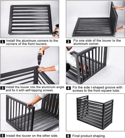 GENERIC Cache-unité AC En Aluminium, Mini écran De Clôture Pour Pompe à Chaleur Fendue, Couverture De Réduction Du Bruit Extérieur à 3 Panneaux, Convient Aux Climatiseurs De 110 X 80 X 60 Cm, Marron