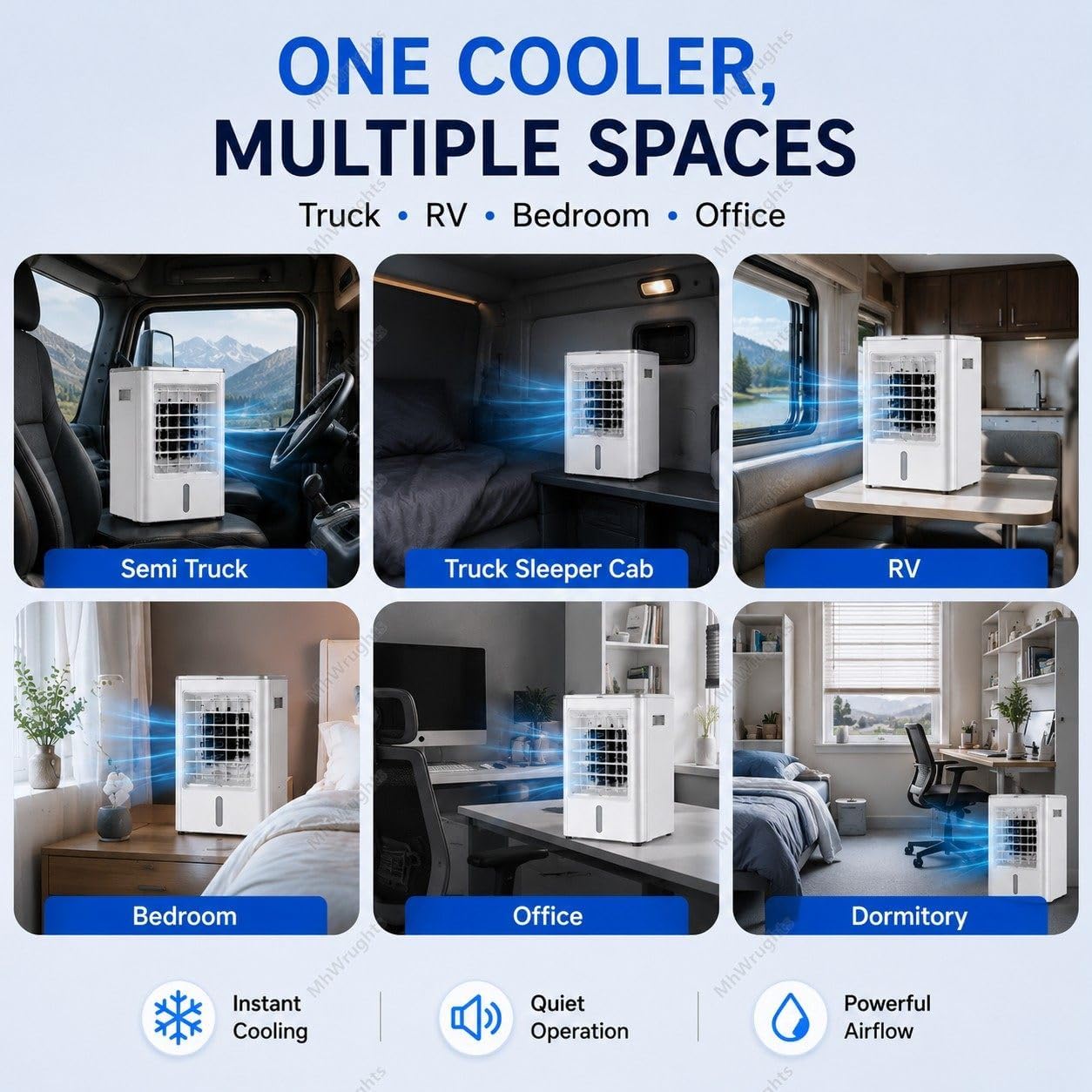  Climatiseur 4 En 1 Pour Camions, Ventilateur Portable à 3 Vitesses Et 4 Modes, Refroidissement Rapide, Idéal Pour Les Semi-remorques, Les Bus, Les Camping-Cars Et Les Habitations Car-24V