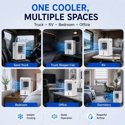  Climatiseur 4 En 1 Pour Camions, Ventilateur Portable à 3 Vitesses Et 4 Modes, Refroidissement Rapide, Idéal Pour Les Semi-remorques, Les Bus, Les Camping-Cars Et Les Habitations Car-24V