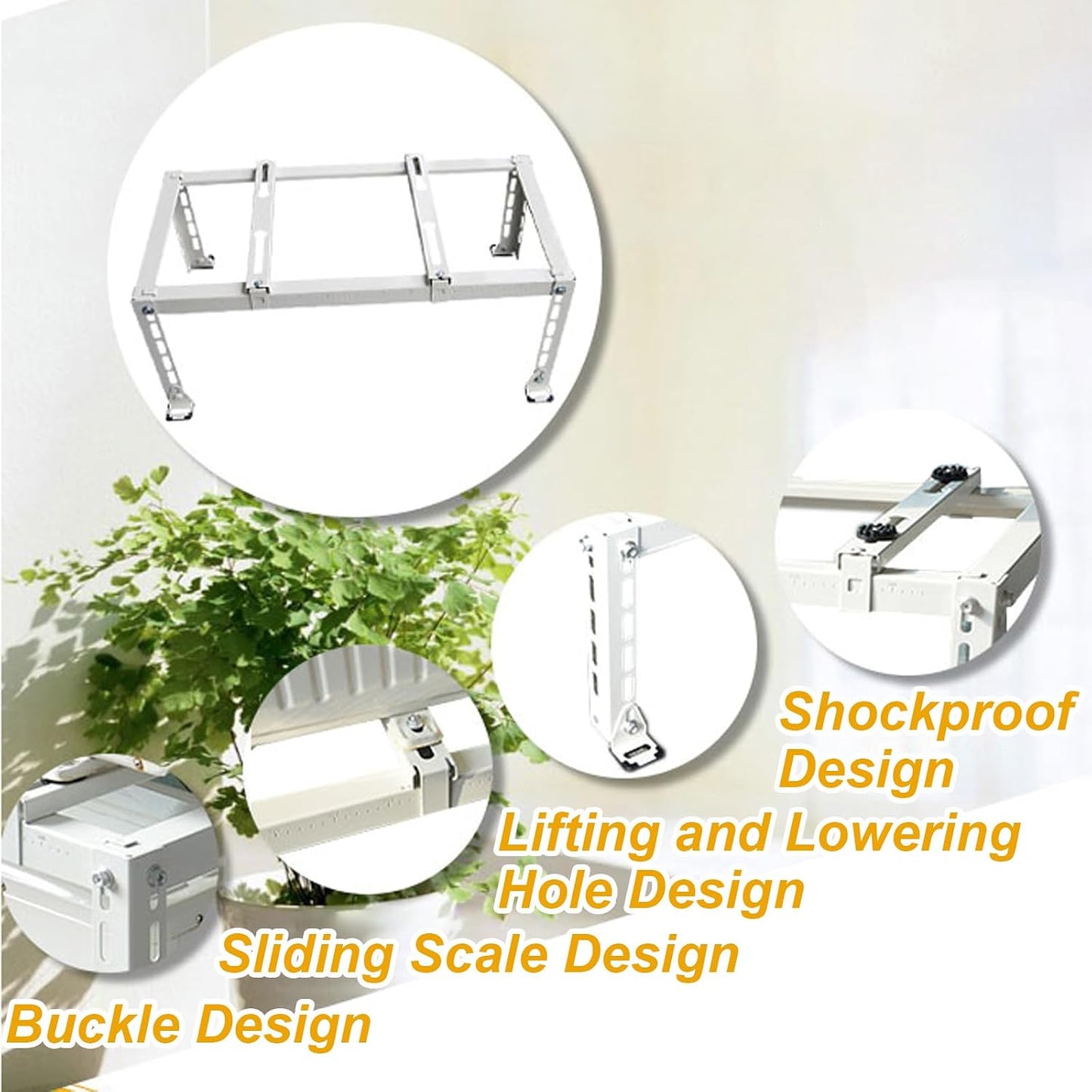  NALsa – Support De Mini Climatiseur Robuste En Acier Galvanisé Avec Base Universelle Pour Climatisation Sans Conduits Et Pompe à Chaleur, Résistant à La Rouille, Absorption Des Chocs