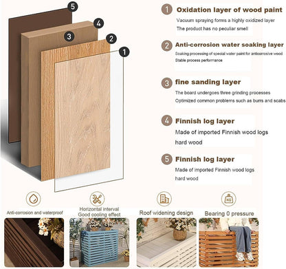GENERIC Housse De Protection Pour Climatiseur D'extérieur En Bois Massif Avec Persiennes Et Support De Fleurs, Résistante Aux Intempéries, 85 X 35 X 80 Cm, Parfaite Pour La Décoration De Terrasse Et De Jardin
