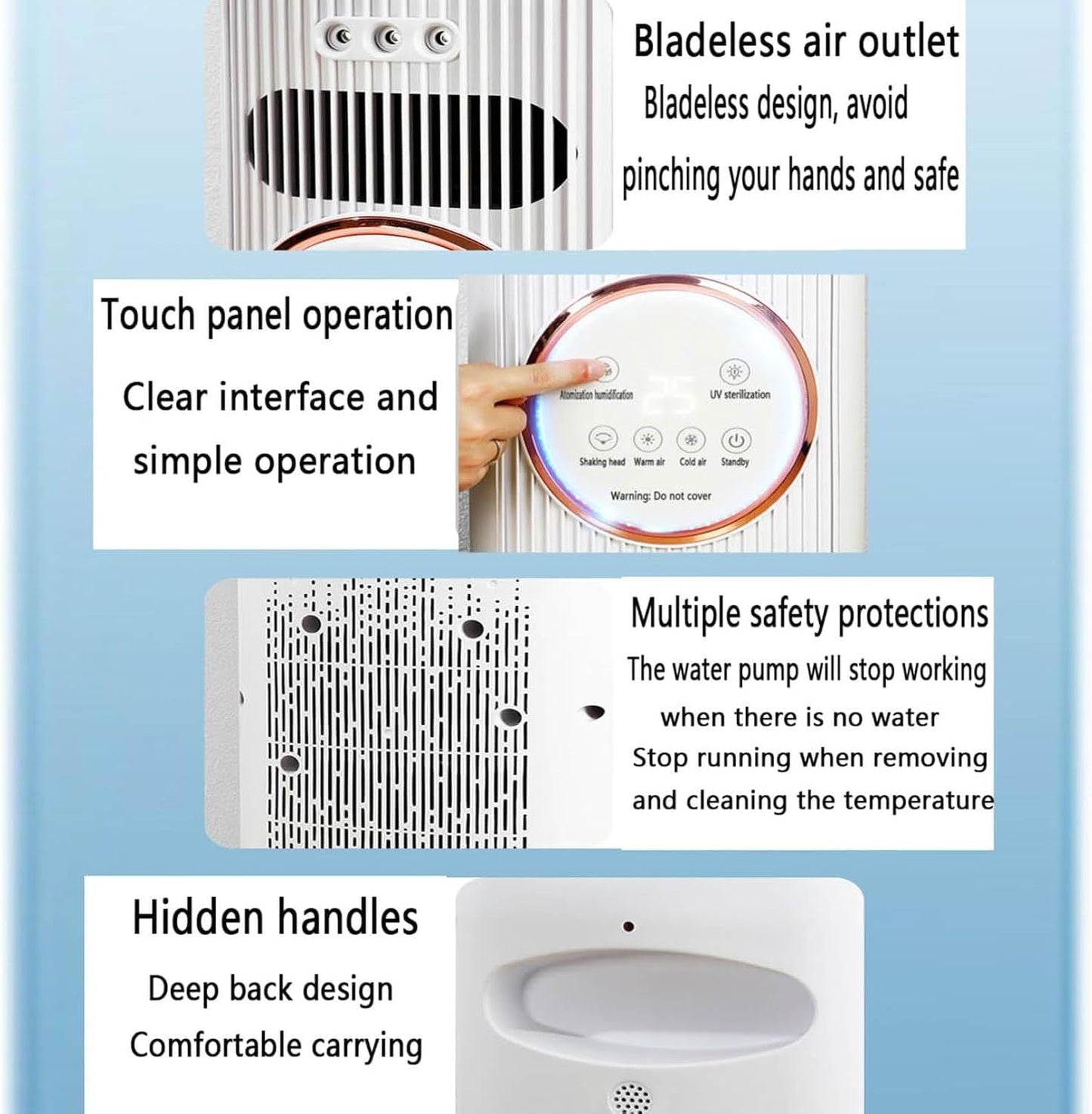 GENERIC Refroidisseur D'air Par évaporation Avec Télécommande, 4 Modes, 3 Vitesses, écran LED, Ventilateur De Refroidissement Portable Avec Minuterie De 12 H, Réservoir De 1,2 L, Design Silencieux Sans Pales