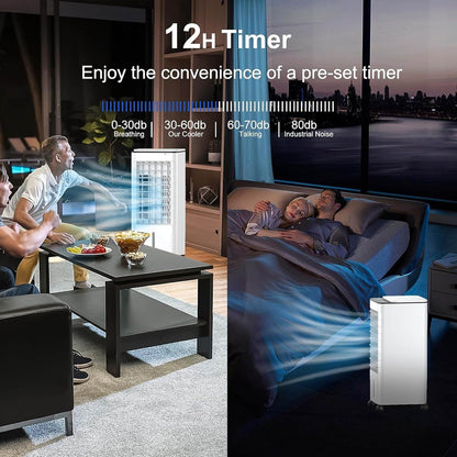 GENERIC Climatiseur Portable 3 En 1, Refroidisseur D'air Avec Minuterie De 15 H, Réservoir De 9 L, Télécommande, Ventilateur à 3 Vitesses Pour Chambre Et Bureau
