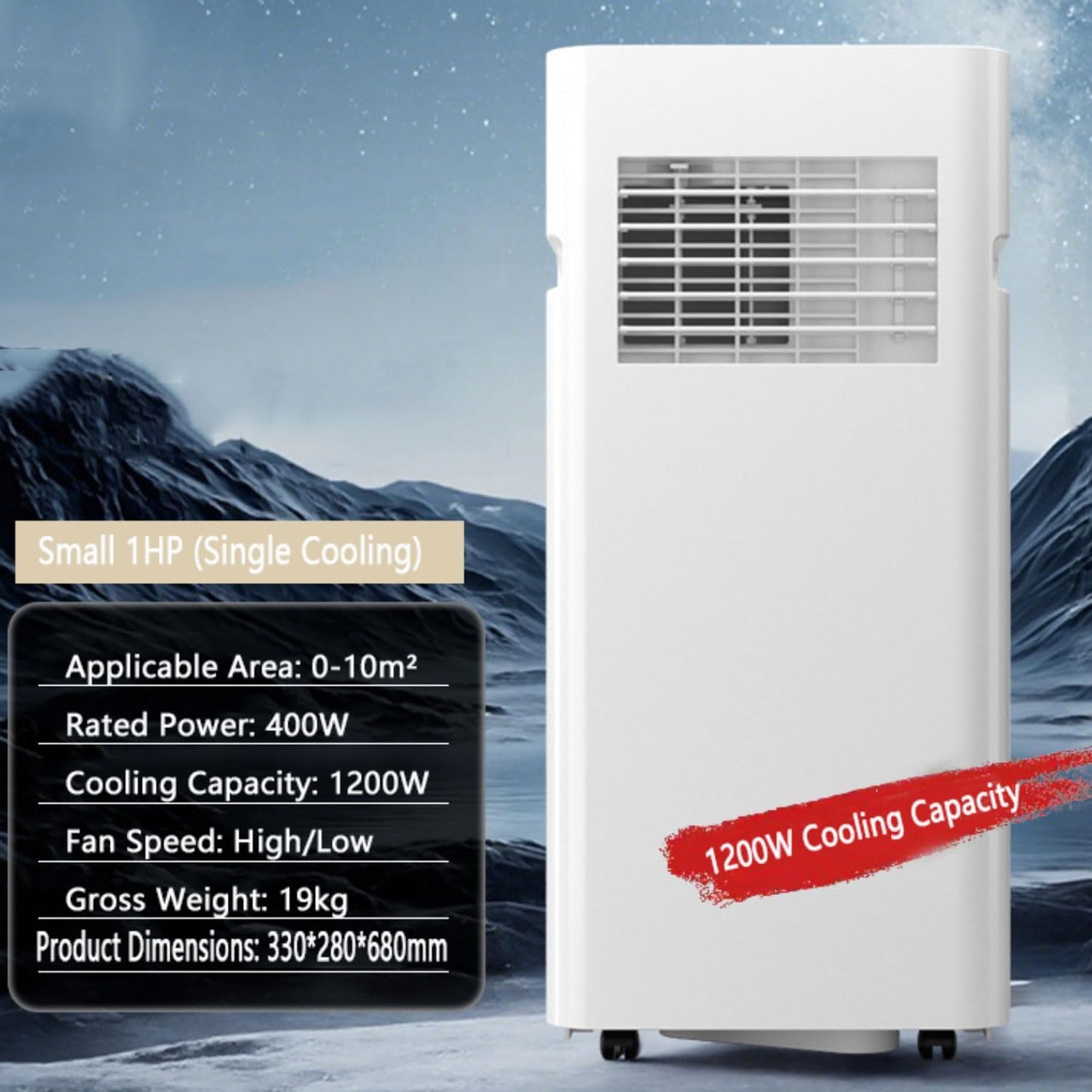 GENERIC Climatiseur Portable Compact Avec Déshumidificateur Et Télécommande, Ventilateur Oscillant à 120° Pour Salle De Refroidissement, Bureau, Voiture