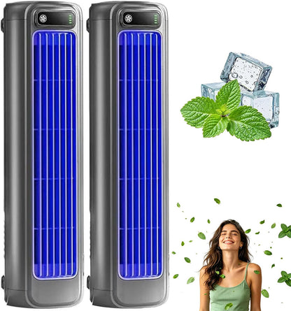  Bricoro Cooling Ace Rafraîchisseur D’Air Portable – Climatiseur Portable USB Avec Écran LED, 3 Vitesses, Refroidisseur D’Air Mural Silencieux Pour Bureau, Chambre, Cuisine Et Maison (Bleu*2)