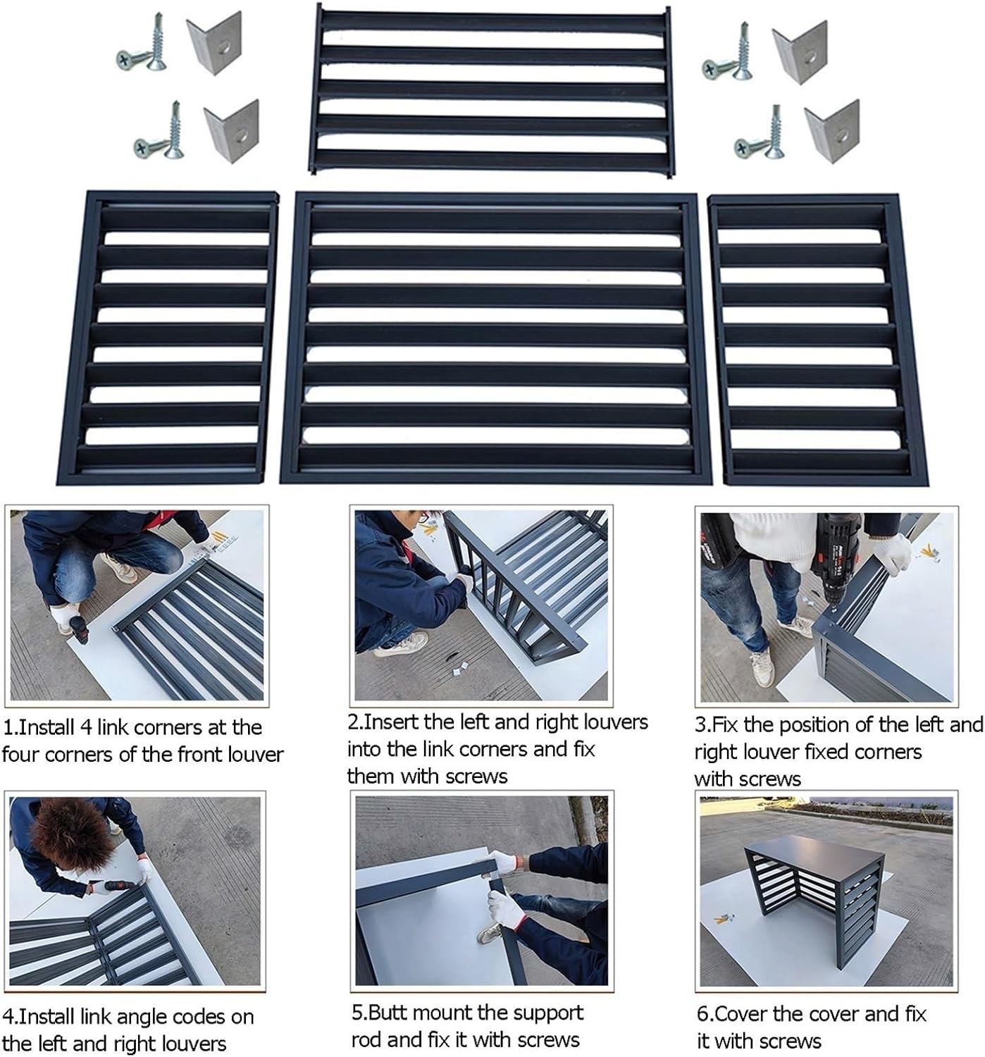 GENERIC Housse En Aluminium Pour Climatiseur Et Clôture D'intimité | Grille De Protection Extérieure Pour Climatisation | Bouclier De Condensateur Et Pompe à Chaleur | Boîtier élégant Pour Poubelle | Design