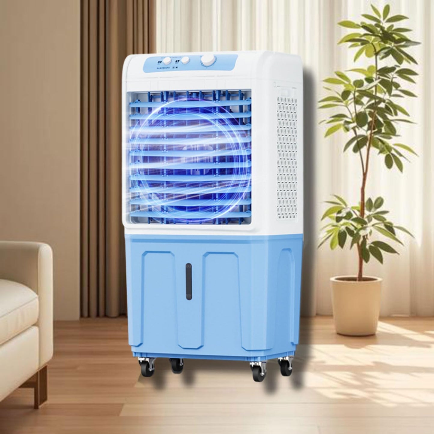 GENERIC Climatiseur Portable Sans Fenêtre Avec 3 Vitesses, Grand Réservoir D'eau, Oscillant à 120 °, Ventilateur De Refroidissement Industriel à Faible Bruit Pour Intérieur Et Extérieur