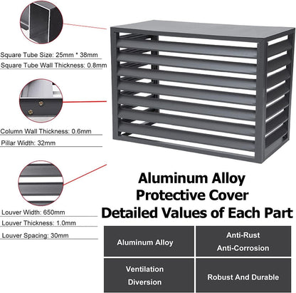  Housse En Aluminium Résistant Aux Intempéries Pour Climatiseur – Grille Pour Climatisation Extérieure Et Pompes à Chaleur, Bouclier Pour Rangement De Jardin Et Boîtiers, Ion Toutes Saisons