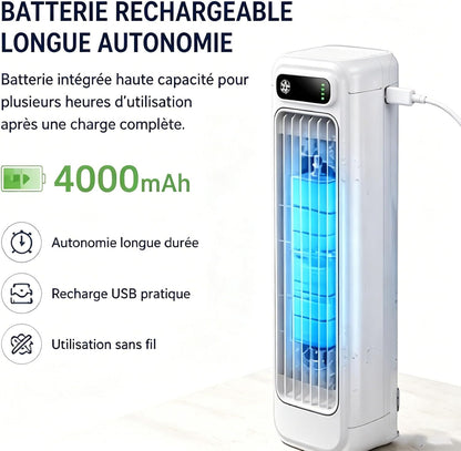  Bricoro Cooling Ace Rafraîchisseur D’Air Portable – Climatiseur Portable USB Avec Écran LED, 3 Vitesses, Refroidisseur D’Air Mural Silencieux Pour Bureau, Chambre, Cuisine Et Maison (Bleu*2)