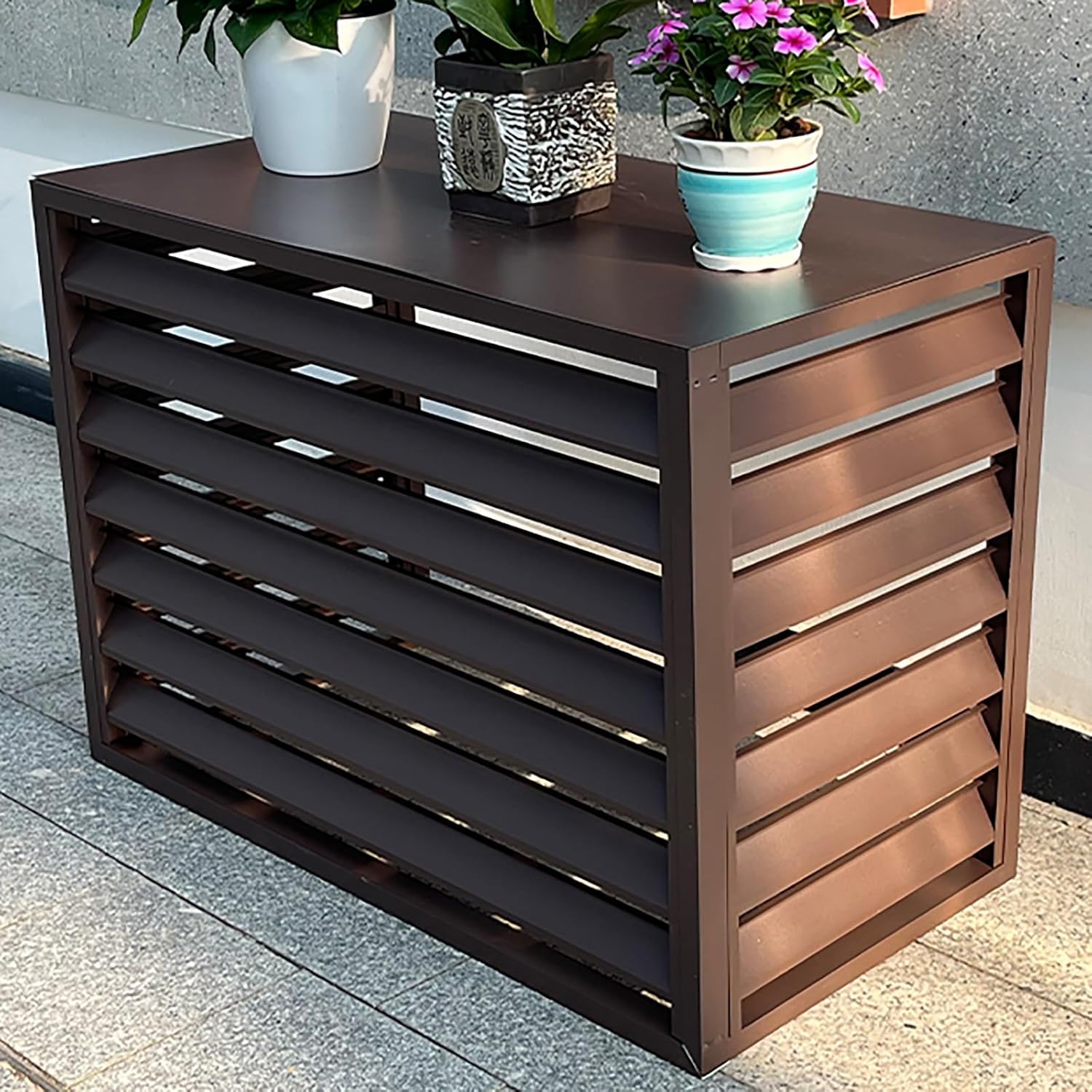 GENERIC Housse De Protection Pour Climatiseur Extérieur – Protection Robuste En Aluminium Résistant Aux Intempéries Pour Unités AC, Panneaux De Clôture Autoportants Et Boîtier De Poubelle – Et élégante