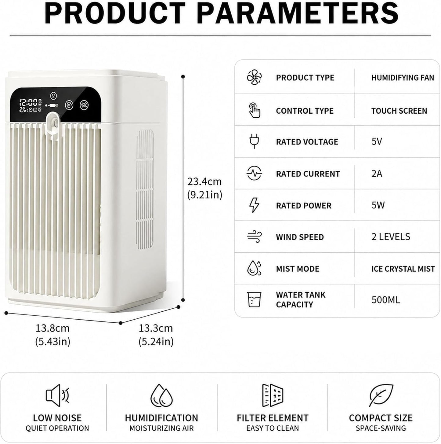 Ventilateur Humidificateur Et RafraîChisseur D'Air Portable Ventilateur Bureau à Refroidissement Par éVaporation Rechargeable Par Usb/Sur Secteur Convient à La Maison Au Bureau