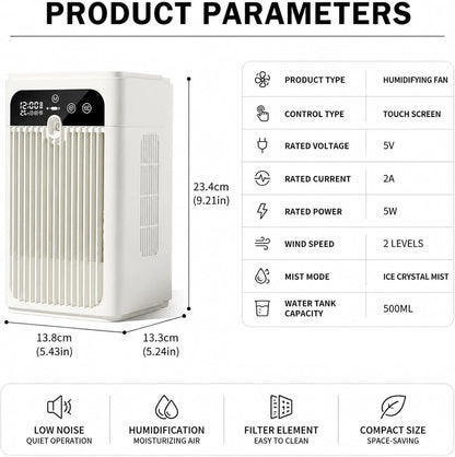  Ventilateur Humidificateur Et RafraîChisseur D'Air Portable Ventilateur Bureau à Refroidissement Par éVaporation Rechargeable Par Usb/Sur Secteur Convient à La Maison Au Bureau