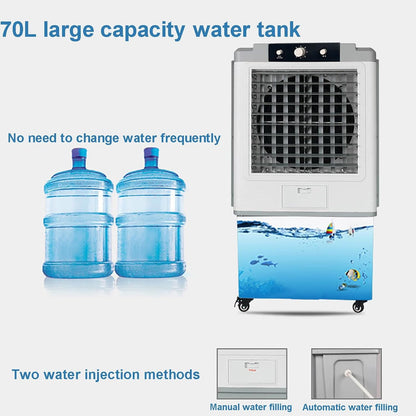  Refroidisseur D'air Par évaporation, Climatiseur Portable – Réservoir D'eau De 70 L Et Minuterie 12 Heures, Installation Facile, Ventilateur Refroidissement 3 En 1 For Garage, Terrasse, Sous-sol