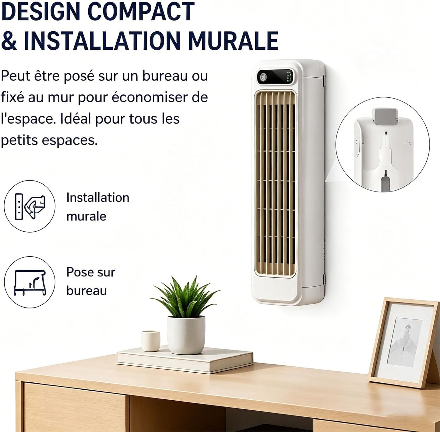  Bricoro Cooling Ace Rafraîchisseur D’Air Portable – Climatiseur Portable USB Avec Écran LED, 3 Vitesses, Refroidisseur D’Air Mural Silencieux Pour Bureau, Chambre, Cuisine Et Maison (Bleu*2)