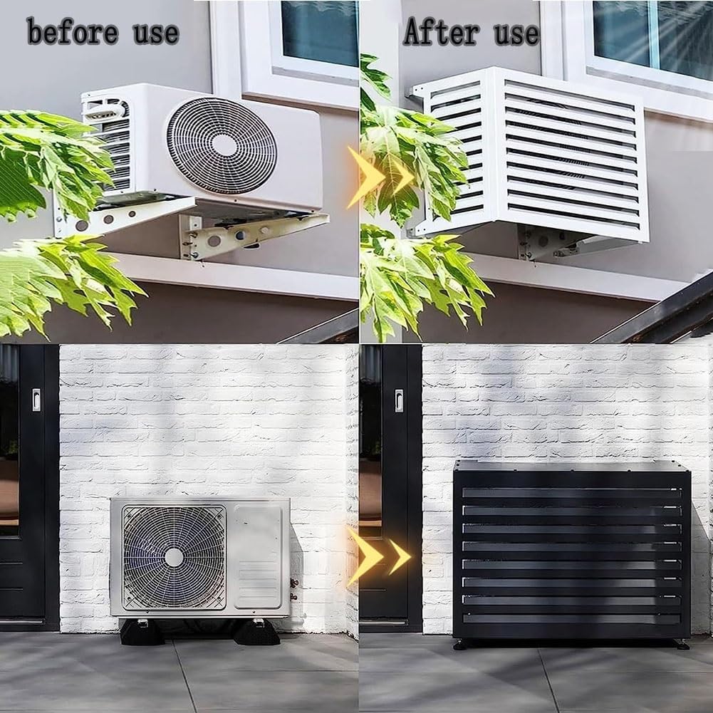  Housse De Protection En Aluminium Pour Climatiseur Extérieur - Écran Décoratif Et Boîtier Pour Climatisation - Étanche - Blanc - 110 X 60 X 80 Cm/43 X