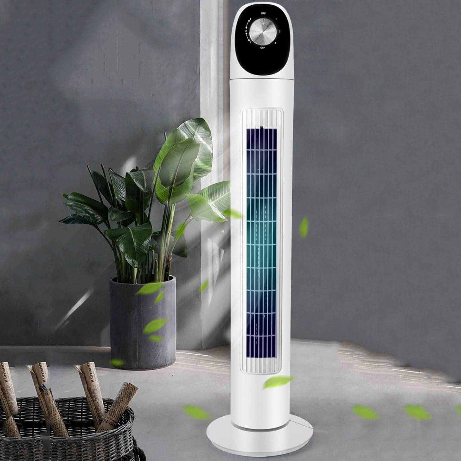 GENERIC Ventilateur De Refroidissement Tour Pour Chambre à Coucher, Ventilateur De Sol Sans Pales Avec 3 Modes, 3 Vitesses Et Affichage Numérique, Refroidisseur D'air Avec Oscillation à 80 °, Minuterie De 7,5