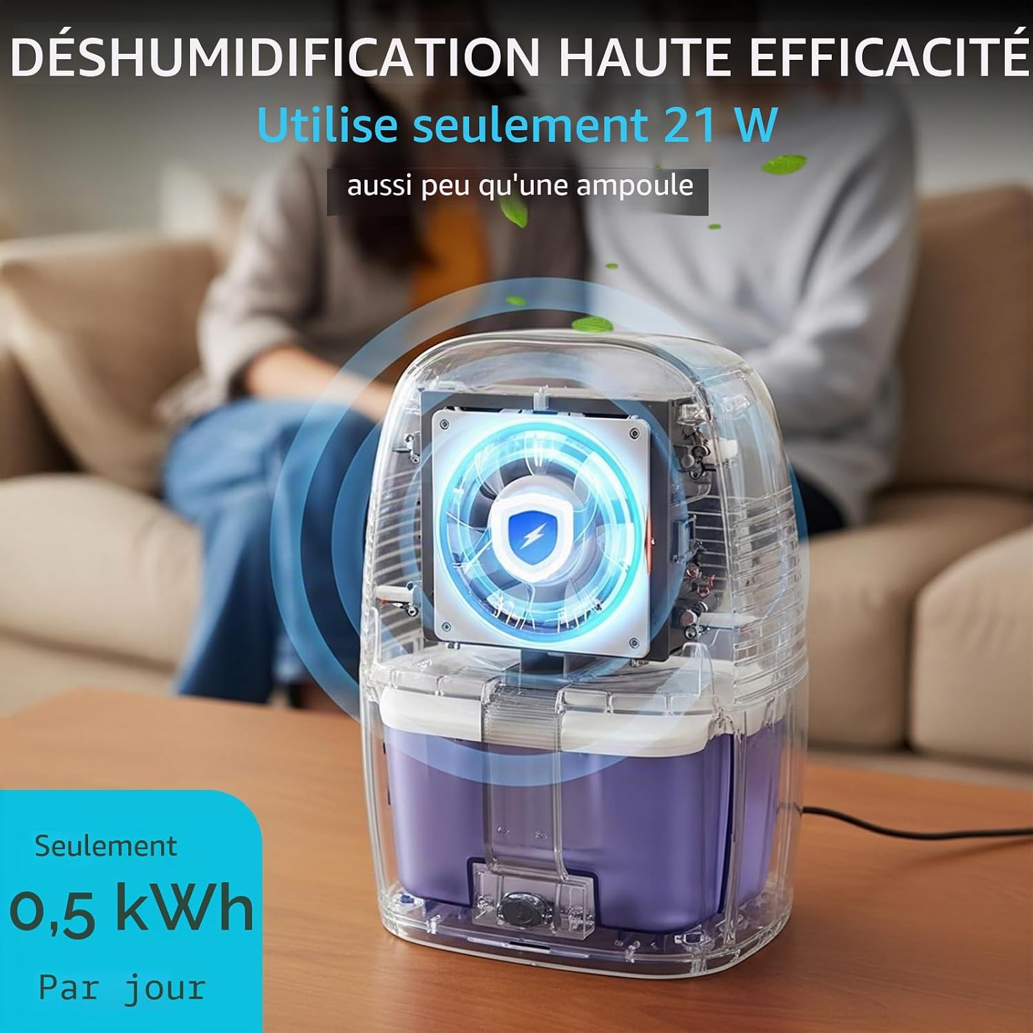  Senelux Mini Déshumidificateur D'air Portable Puissant De 500 Ml - Petit Déshumidificateur Efficace Et Stable - Absorbeur D'humidité Portable Pour Petites Pièces, Salle De Bain, Cave, Maison