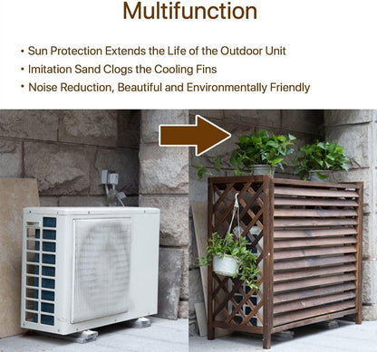  Housse De Protection En Bois Massif Pour Climatisation – Clôture Extérieure Et Poubelle – Support De Présentation Pour Plantes De Jardin – Grille De Protection Pour Climatiseur Et Pompe à Chaleur