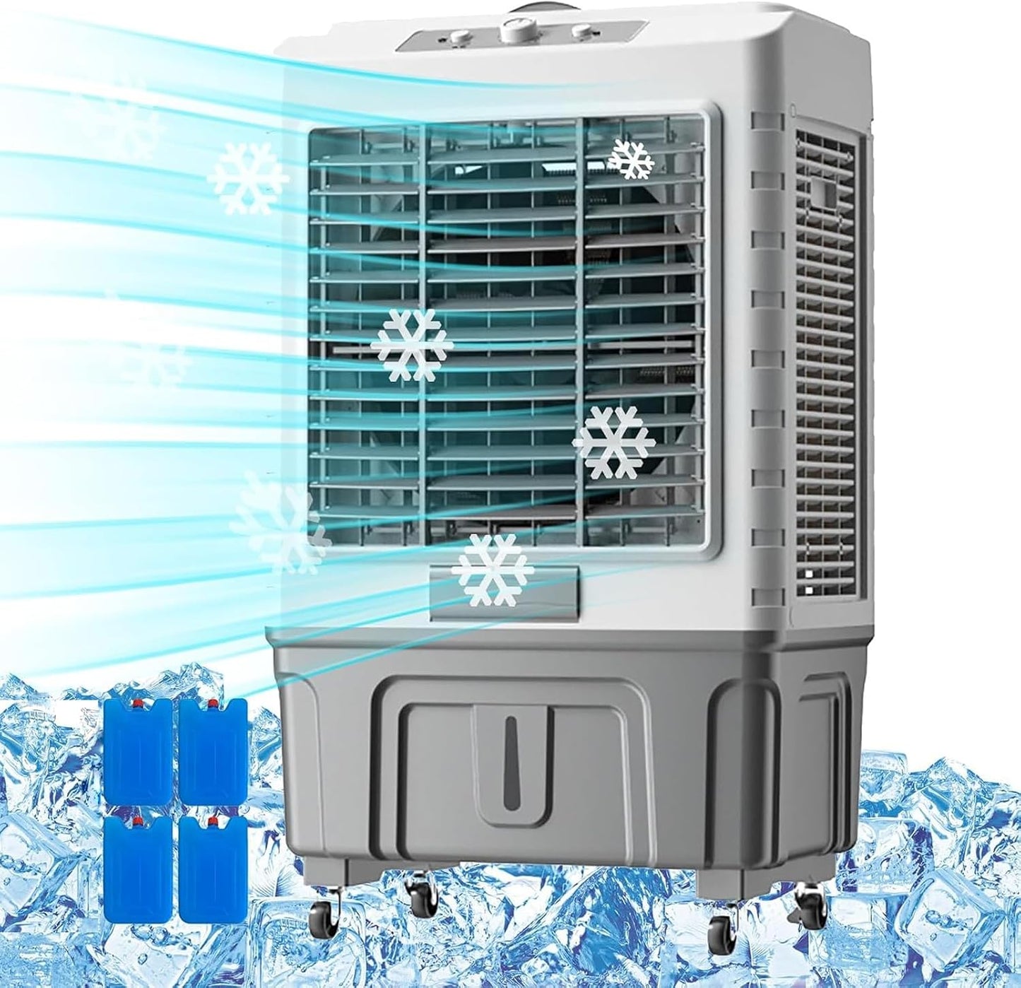  Ventilateur Rafraîchisseur D'air Par évaporation, Climatiseur 3 En 1 Avec Grand Réservoir D'eau Et Humidificateur, Idéal Pour Rafraîchir Des Pièces Jusqu'à 90 M².
