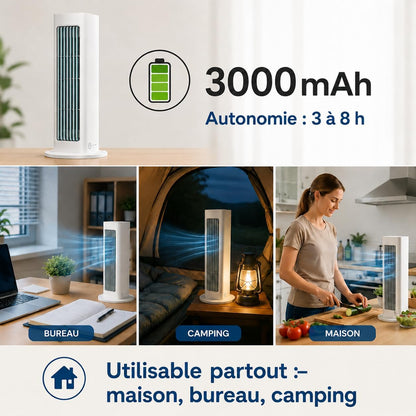  Breezamax Fan Air Cooler, Conception Sans Pales, Autonomie De 3 à 8 Heures, Conception Portable, Trois RéGlages De Vitesse De Vent, Convient à La Maison, Au Bureau Et Au Camping (Blanc)