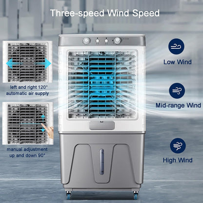  Climatiseur Portable 3 En 1, Refroidisseur D'air Par évaporation, Ventilateur D'extérieur, Oscillant à 120°, 3 Vitesses, Pour Patio, Garage, Industrie, Usage Commercial