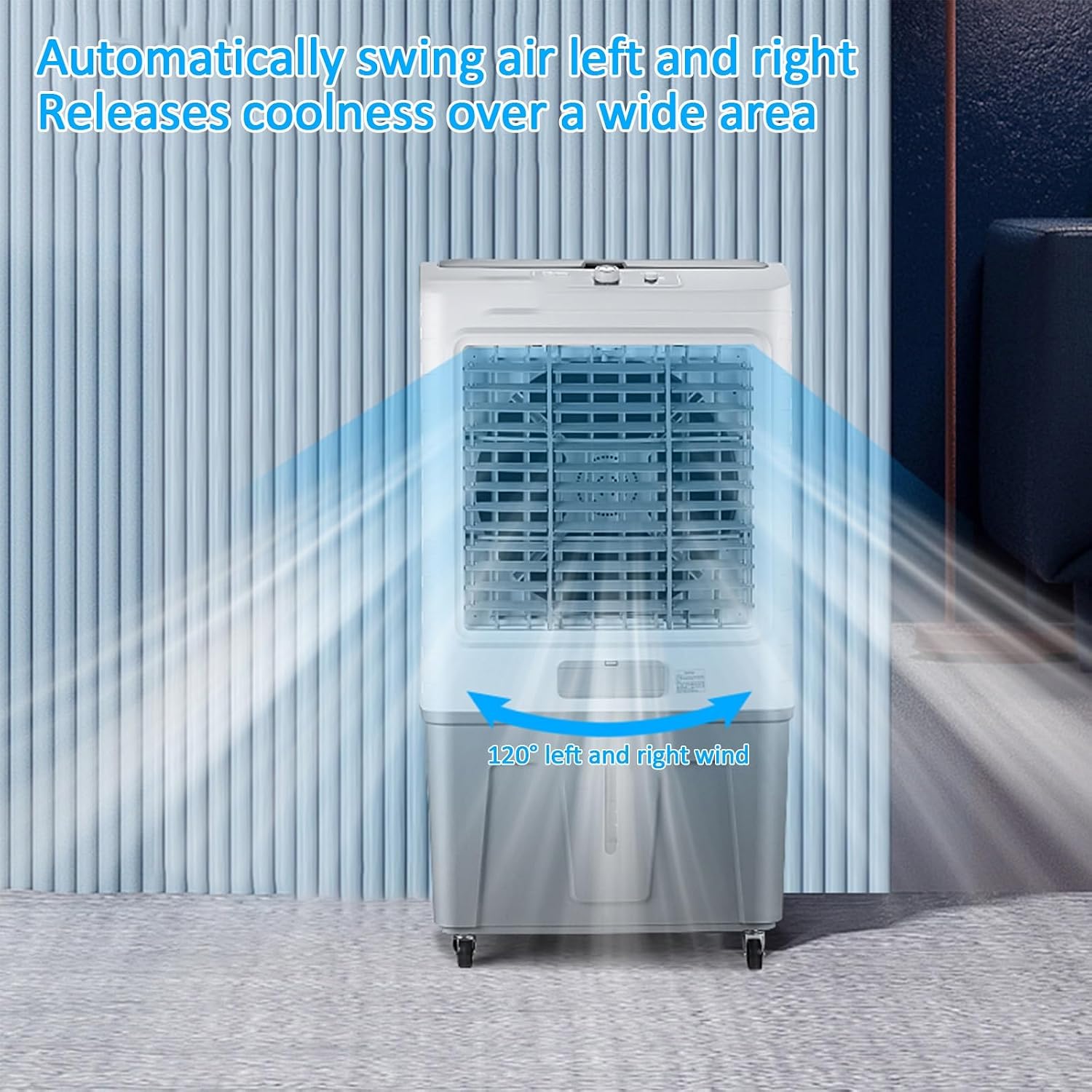 GENERIC Refroidisseur D'air Par évaporation 1800 CFM, Oscillation à 120°, 3 Vitesses, Télécommande, 4 Glacières, Ventilateur De Refroidissement à Air 3 En 1 Pour La Maison, Le Bureau, L'extérieur