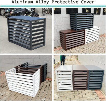GENERIC Clôture D'intimité Pour Climatiseur Extérieur – Boîtier En Aluminium Avec Porte-fleurs Et Volets à Persiennes Idéal Pour Les Unités De Climatisation, Séparateur D'espace Résistant Aux Intempéries