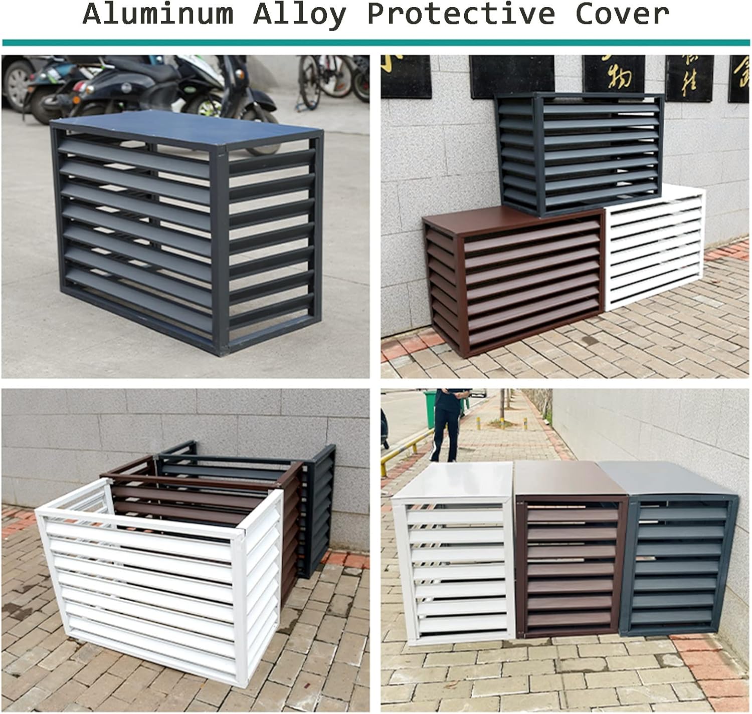  Housse De Protection Pour Climatiseur Extérieur – Séparateur D'espace à Persiennes En Aluminium Blanc – Résistant Aux Intempéries, élégant, Parfait Pour Les Terrasses Et Les Jardins