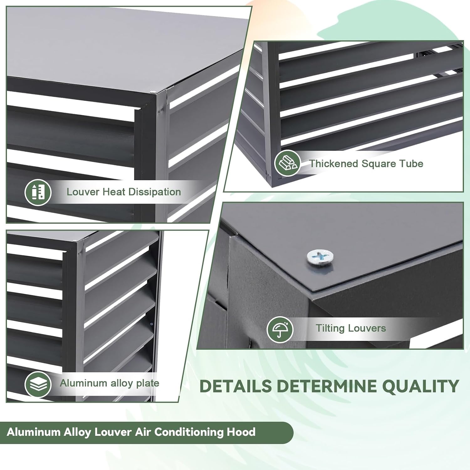GENERIC Housse De Protection Pour Climatiseur D'extérieur En Aluminium – Écran De Clôture AC Résistant Aux Intempéries Et Bouclier De Protection Contre Le Condensateur – Assemblage Facile – Ajustement