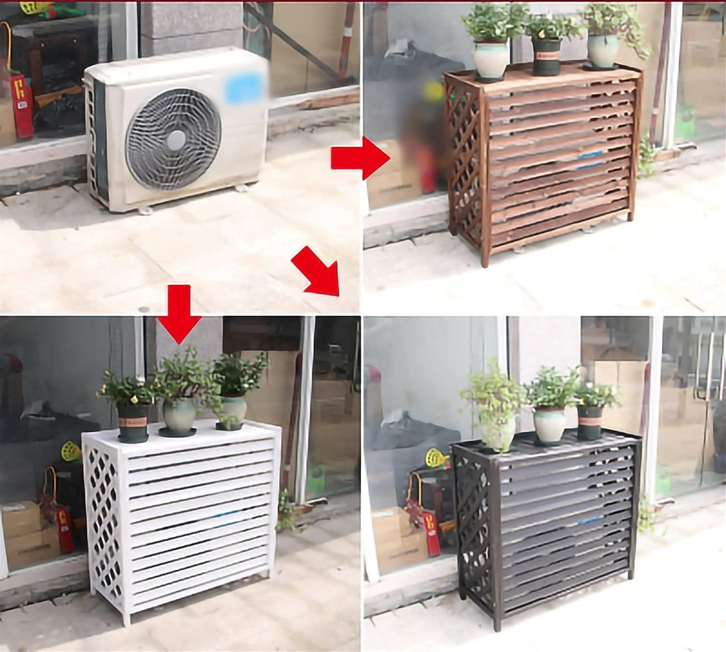  Housse Climatiseur Extérieur Couverture,Climatiseur Clôture écran Climatiseur Extérieur Machine Support Fleur Stand, Décoration Balcon Extérieur Hôte Abri Climatiseur Couverture Extérieure An, No