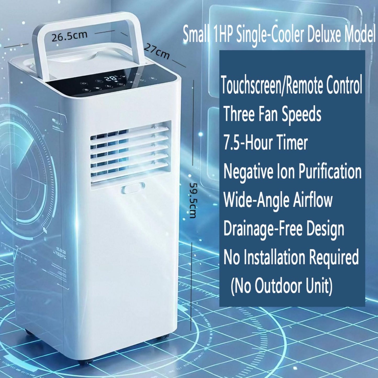 GENERIC Climatiseur Portable 7 000 BTU Avec Télécommande Intelligente (refroidissement, Ventilateur, Déshumidificateur) Avec Ventilateur De Refroidissement Oscillant à 120° à 3 Vitesses Pour Pièces Jusqu'à