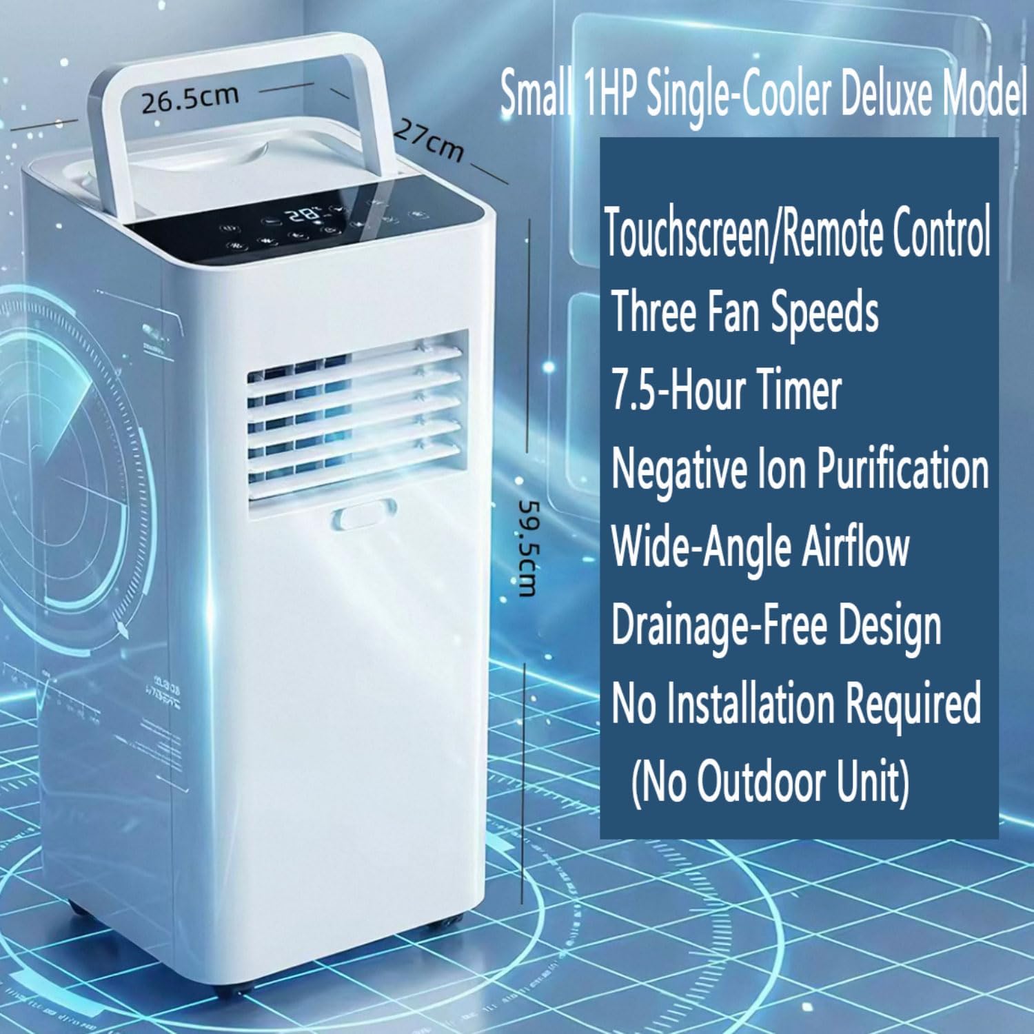 GENERIC Climatiseur Portable 7 000 BTU Avec Télécommande Intelligente (refroidissement, Ventilateur, Déshumidificateur) Avec Ventilateur De Refroidissement Oscillant à 120° à 3 Vitesses Pour Pièces Jusqu'à