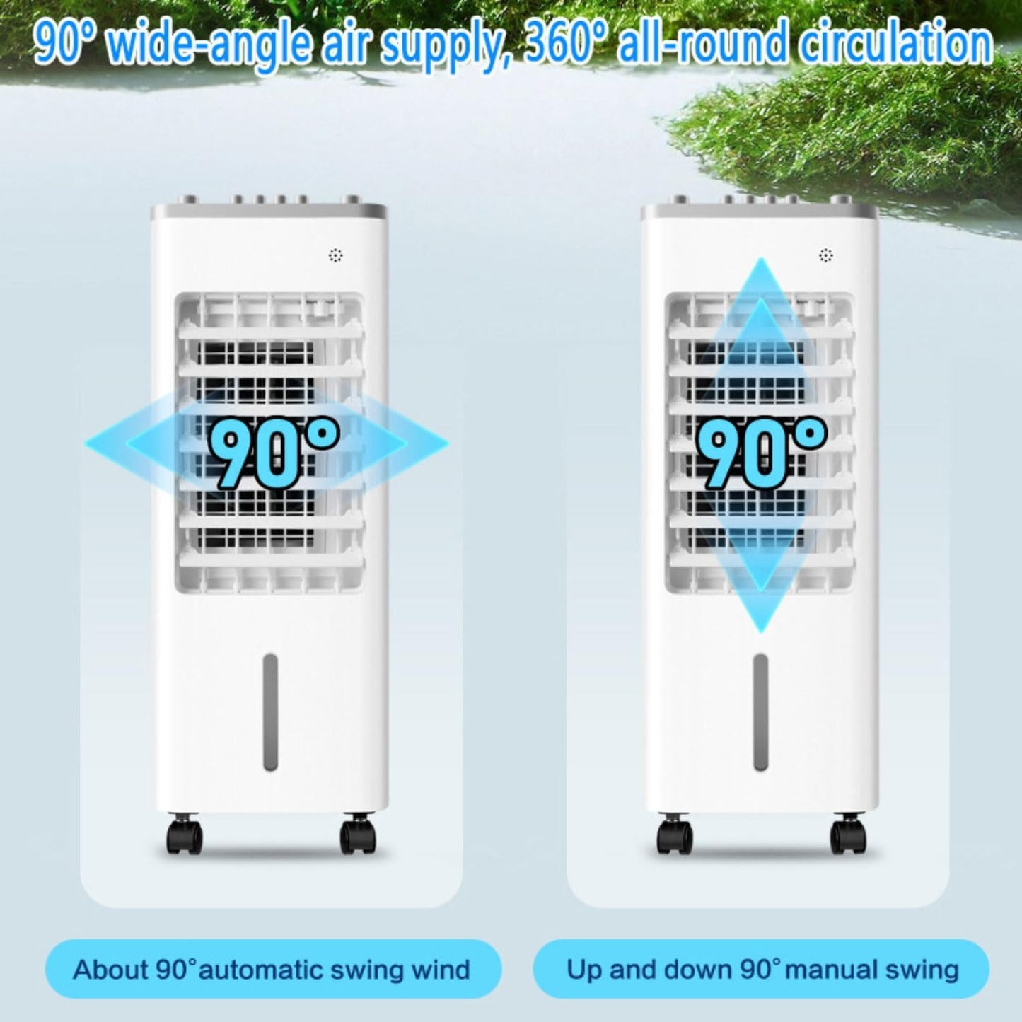 GENERIC Climatiseur Portable à 3 Vitesses, Oscillant à 90°, Fonctionnement Silencieux, Affichage Numérique, Minuterie De 8 Heures, Refroidisseur D'air Par évaporation Avec Ventilateur De Refroidissement à