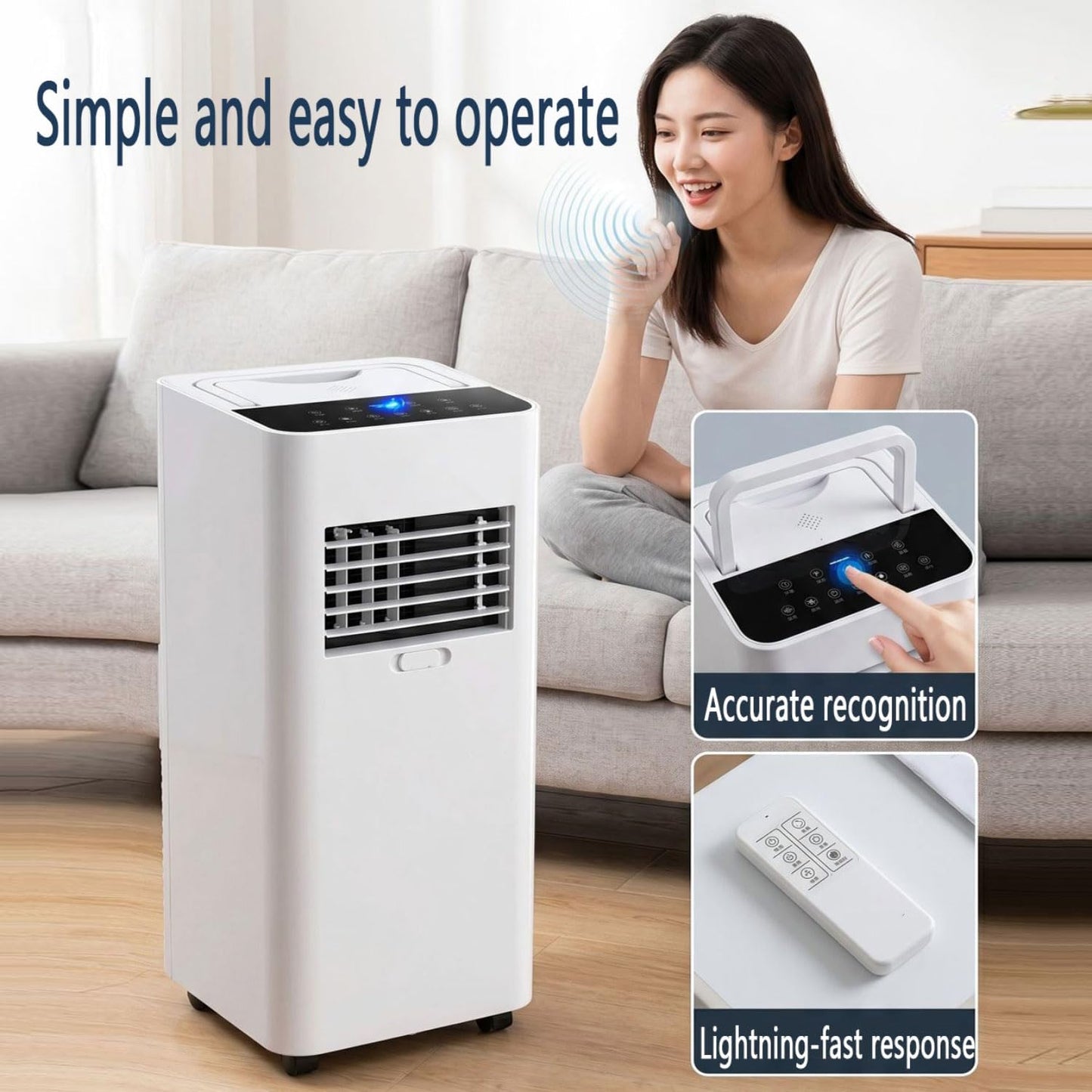 GENERIC Climatiseur Portable 7 000 BTU Avec Télécommande Intelligente (refroidissement, Ventilateur, Déshumidificateur) Avec Ventilateur De Refroidissement Oscillant à 120° à 3 Vitesses Pour Pièces Jusqu'à