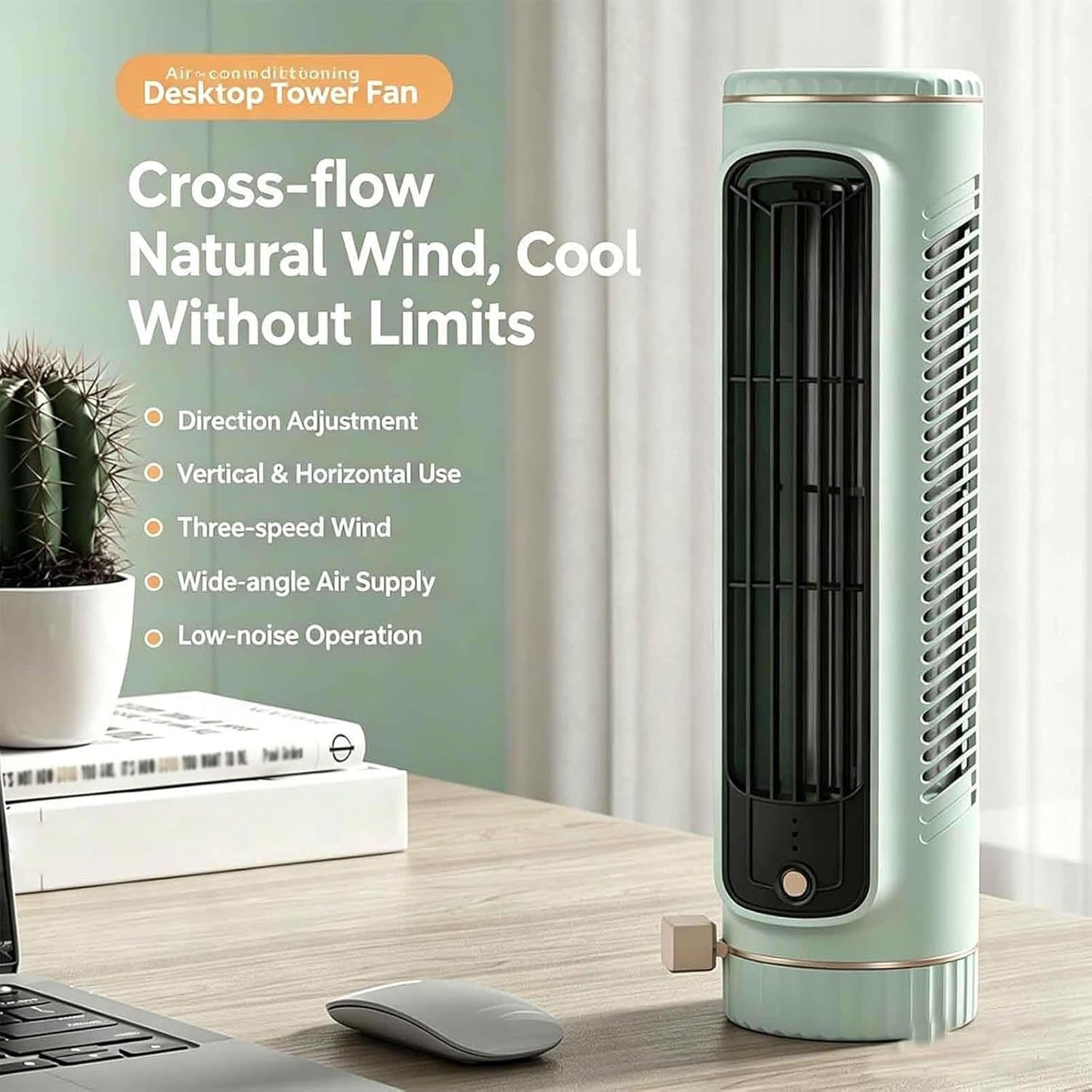  Ventilateur De Bureau Portable, 3 Vitesses, Utilisation Horizontale Et Verticale, Pour Bureau, Salon, Chambre, Extérieur