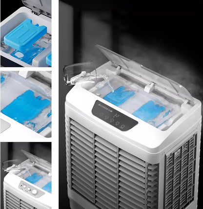 GENERIC Refroidisseur D'air Par évaporation Portable Avec Oscillation à 120°, 3 Vitesses, Idéal Pour Les Terrasses, Les Garages Et L'utilisation Commerciale