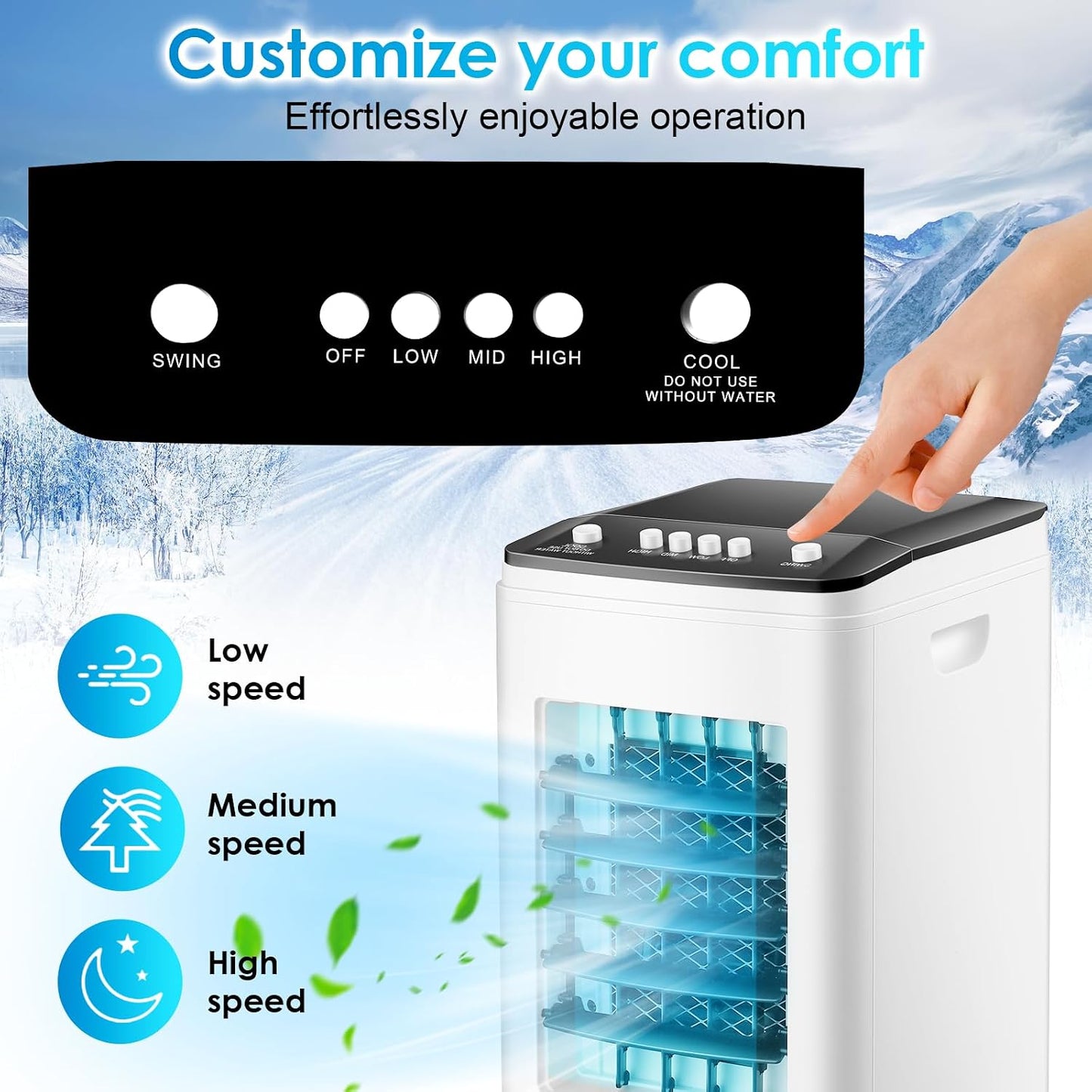  Ventilateur Rafraîchisseur D'air Portable 3 En 1 Avec Refroidissement Par évaporation, Réservoir De 6 L Et Blocs Réfrigérants Inclus. Silencieux (35 DB), Oscillation à 60°. Idéal Pour La Maison, Le