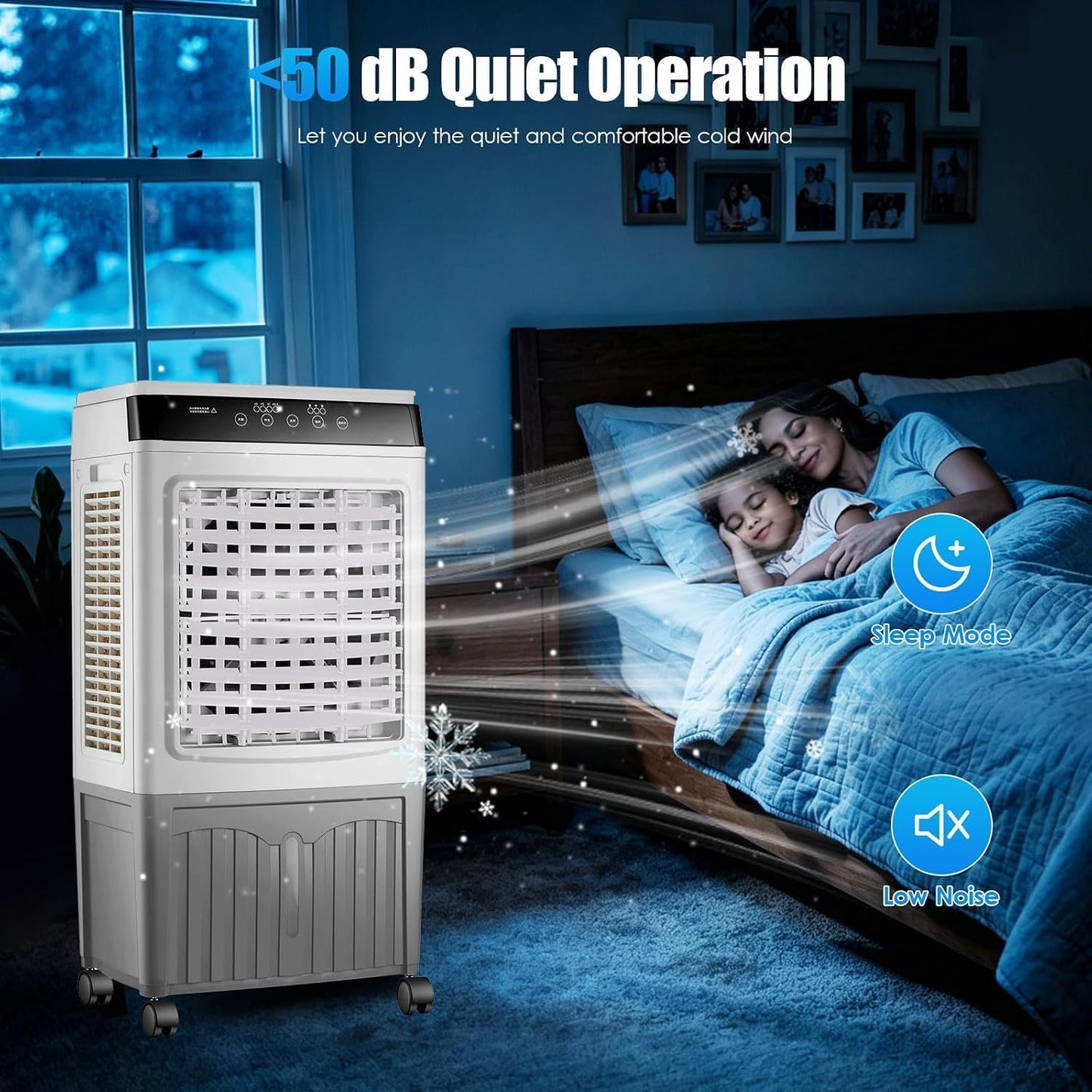 GENERIC Refroidisseur D'air Par évaporation, 3 100 CFM Avec 3 Modes, Vitesses Du Vent, Oscillation à 120°, Minuterie De 0 à 7,5 H, AC Portable Pour Terrasse, Garage, Utilisation Commerciale