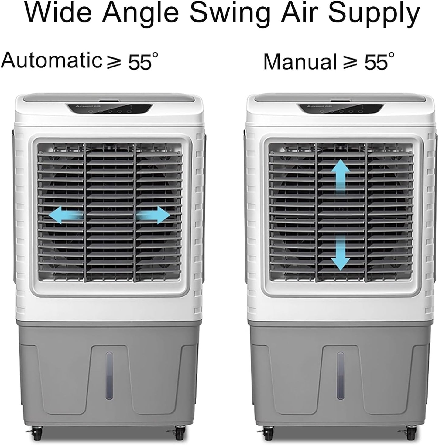  Refroidisseur D'air évaporatif Commercial, Humidificateur Industriel, Climatiseur 3 En 1 200 W, Grand Réservoir D'eau De 50 L, Rafraîchisseur D'air Pour La Maison, Jusqu'à 50 M²