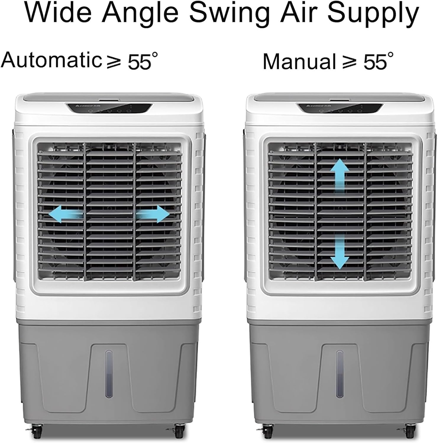  Refroidisseur D'air évaporatif Commercial, Humidificateur Industriel, Climatiseur 3 En 1 200 W, Grand Réservoir D'eau De 50 L, Rafraîchisseur D'air Pour La Maison, Jusqu'à 50 M²