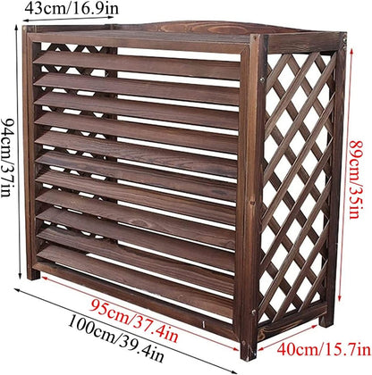 GENERIC Housse De Protection En Bois Pour Climatiseur D'extérieur – Support Robuste En Bois Massif Pour Unités De Climatisation Et Pompes à Chaleur, Grilles De Protection, Clôture Imperméable Et Support De