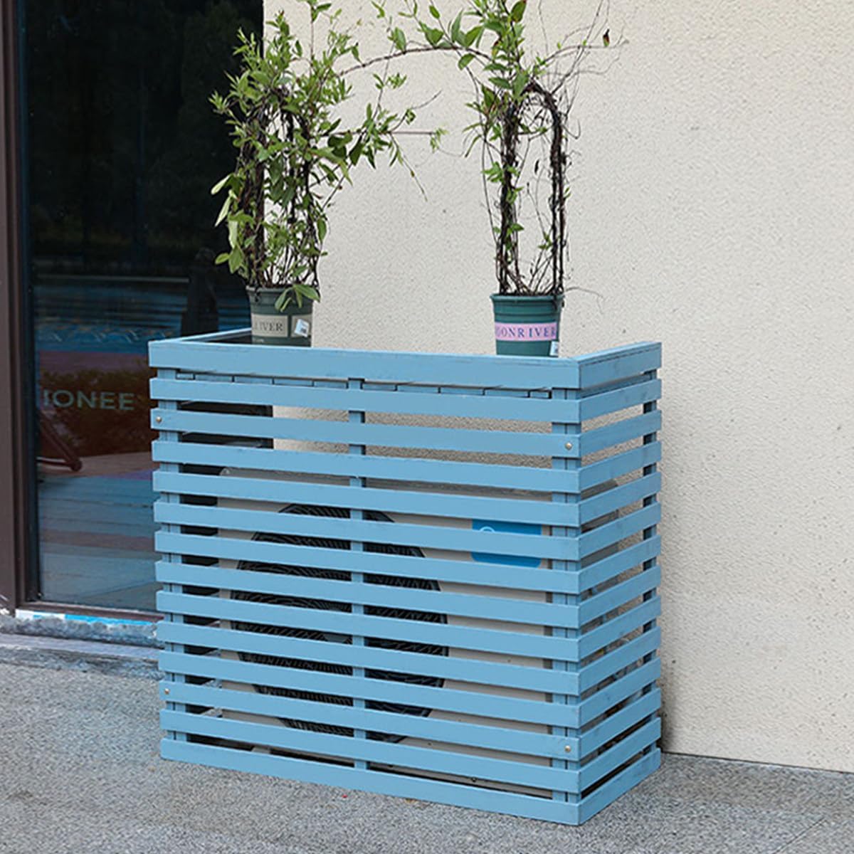 GENERIC Housse De Protection En Bois De Qualité Supérieure Pour Climatiseur – Capot D'extérieur à Persiennes En Bois Massif Bouclier De Protection Multifonction Pour Fleurs Dimensions : B-85 X 35 X 80 Cm