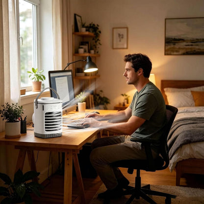  Refroidisseur D'Air Évaporatif Silencieux Portable Avec Télécommande Et Réservoir, Ventilateur Colonne Sans Pales D'Été, Climatiseur Intelligent Mobile Pour Salon, Chambre, Dortoir