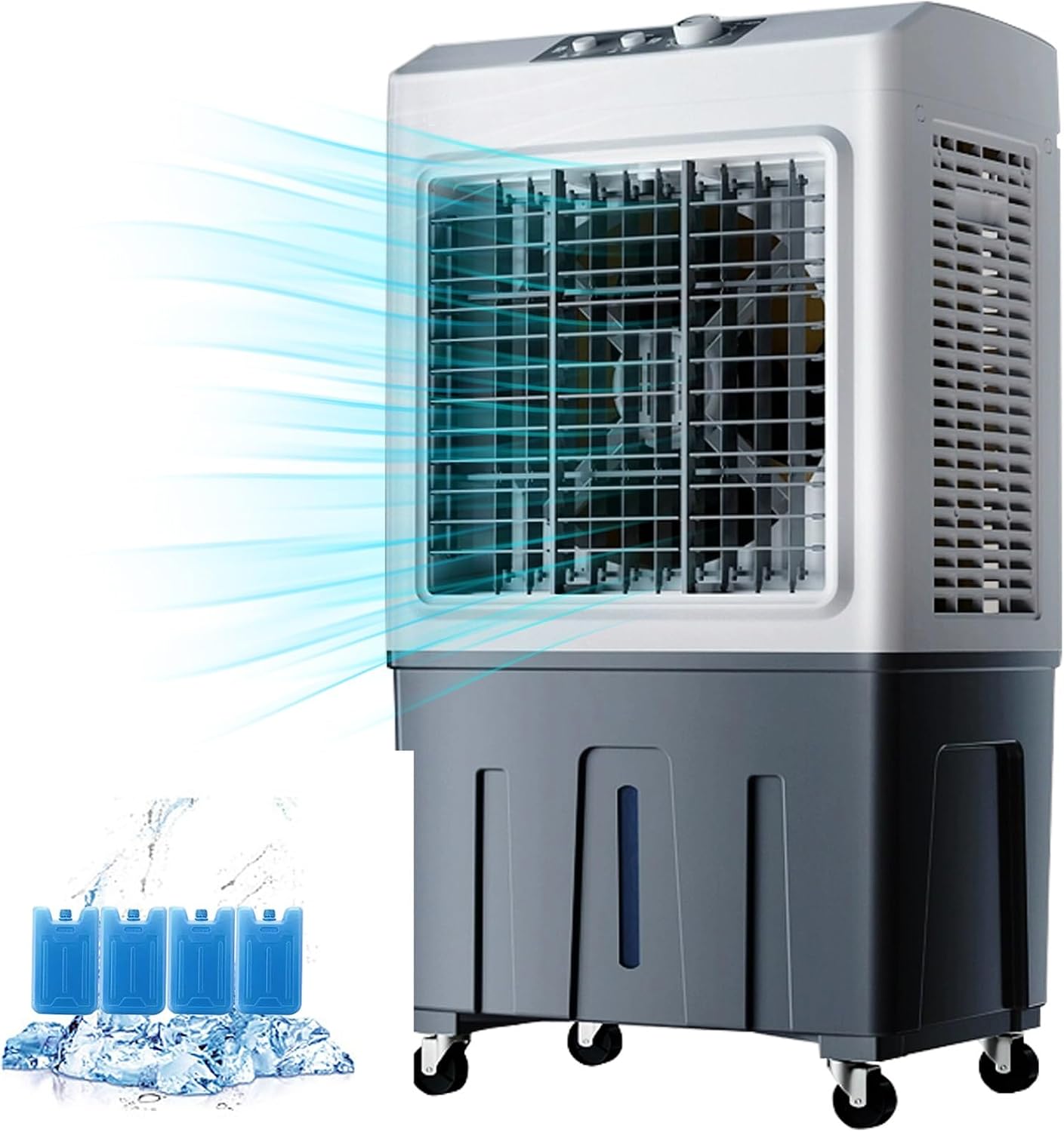 Refroidisseur D'air évaporatif Commercial, Humidificateur Industriel, Climatiseur 3 En 1 200 W, Grand Réservoir D'eau De 50 L, Rafraîchisseur D'air Pour La Maison, Jusqu'à 50 M²