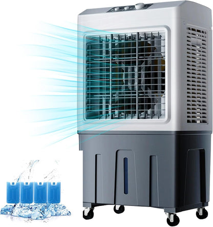  Refroidisseur D'air évaporatif Commercial, Humidificateur Industriel, Climatiseur 3 En 1 200 W, Grand Réservoir D'eau De 50 L, Rafraîchisseur D'air Pour La Maison, Jusqu'à 50 M²